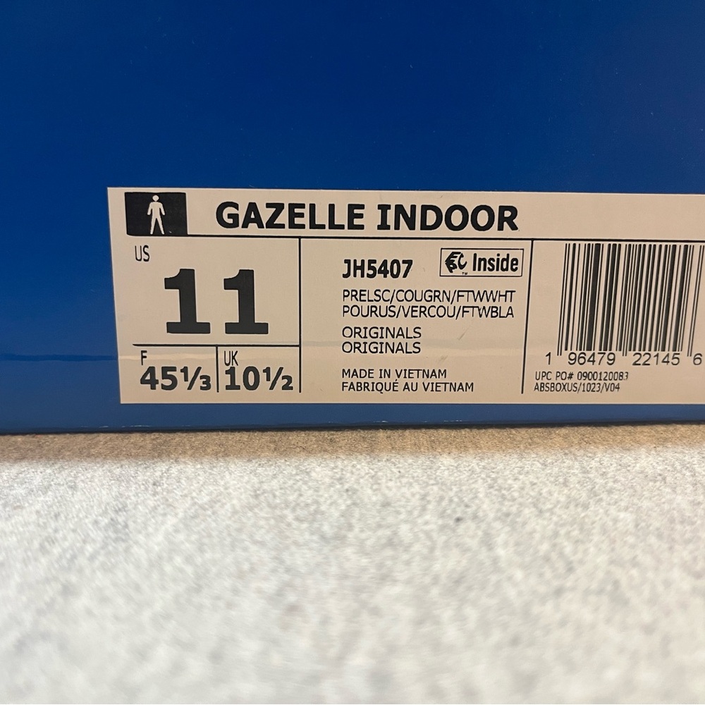 Adidas Originals Gazelle Indoor Sneakers Preloved Scarlet Green Men’s 11 JH5407 - Picture 11 of 11